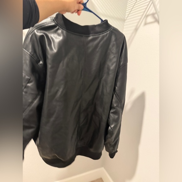 H&M Faux Black Leather Bomber Jacket - Picture 3 of 3